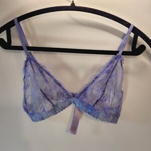 Savage X Fenty Floral Mesh Purple Lavender Bralette - Xs